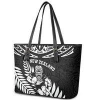 New Zealand Rugby Leather Tote Bag Silver Fern Maori Pattern