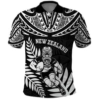 Custom New Zealand Rugby Polo Shirt Silver Fern Maori Pattern