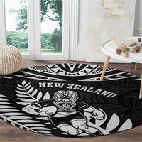 New Zealand Rugby Round Carpet Silver Fern Maori Pattern