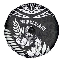 New Zealand Rugby Spare Tire Cover Silver Fern Maori Pattern