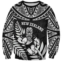 Custom New Zealand Rugby Sweatshirt Silver Fern Maori Pattern
