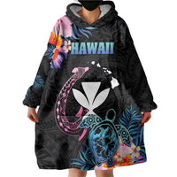 Personalised Hawaii Wearable Blanket Hoodie Kanaka Maoli With Fish Hook