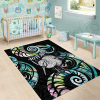 New Zealand Kiwi Bird Area Rug Silver Fern Koru Paua Shell DT04 - Polynesian Pride
