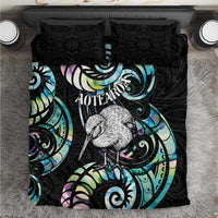 New Zealand Kiwi Bird Bedding Set Silver Fern Koru Paua Shell