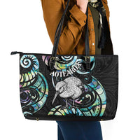 New Zealand Kiwi Bird Leather Tote Bag Silver Fern Koru Paua Shell DT04 - Polynesian Pride