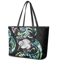 New Zealand Kiwi Bird Leather Tote Bag Silver Fern Koru Paua Shell DT04 - Polynesian Pride