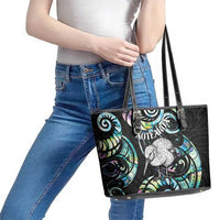 New Zealand Kiwi Bird Leather Tote Bag Silver Fern Koru Paua Shell DT04 - Polynesian Pride