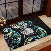 New Zealand Kiwi Bird Rubber Doormat Silver Fern Koru Paua Shell