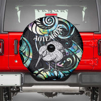 New Zealand Kiwi Bird Spare Tire Cover Silver Fern Koru Paua Shell