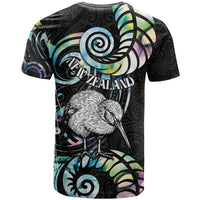 New Zealand Kiwi Bird T Shirt Silver Fern Koru Paua Shell