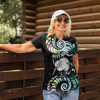 New Zealand Kiwi Bird Women Polo Shirt Silver Fern Koru Paua Shell