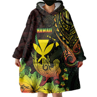 Personalised Hawaii Wearable Blanket Hoodie Kanaka Maoli With Hammerhead Shark
