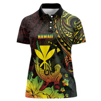 Personalised Hawaii Women Polo Shirt Kanaka Maoli With Hammerhead Shark