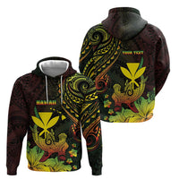 Personalised Hawaii Zip Hoodie Kanaka Maoli With Hammerhead Shark