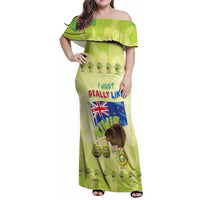New Zealand Kiwi Family Matching Off Shoulder Maxi Dress and Hawaiian Shirt I Just Really Like Kiwis