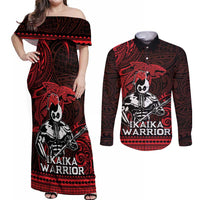 Hawaii Ikaika Warrior Couples Matching Off Shoulder Maxi Dress and Long Sleeve Button Shirt Hawaiian Tribal Tattoo
