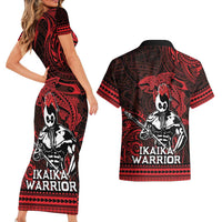 Hawaii Ikaika Warrior Couples Matching Short Sleeve Bodycon Dress and Hawaiian Shirt Hawaiian Tribal Tattoo