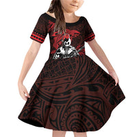 Hawaii Ikaika Warrior Family Matching Off Shoulder Short Dress and Hawaiian Shirt Hawaiian Tribal Tattoo