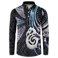 New Zealand Aotearoa Button Sweatshirt Maori Hei Manaia Purple Paua Shell DT04 Purple - Polynesian Pride