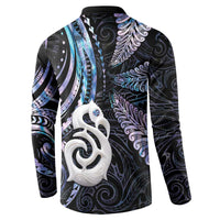 New Zealand Aotearoa Button Sweatshirt Maori Hei Manaia Purple Paua Shell DT04 - Polynesian Pride