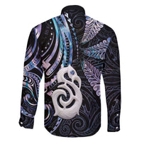 New Zealand Aotearoa Family Matching Long Sleeve Bodycon Dress and Hawaiian Shirt Maori Hei Manaia Purple Paua Shell DT04 - Polynesian Pride