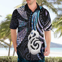 New Zealand Aotearoa Hawaiian Shirt Maori Hei Manaia Purple Paua Shell