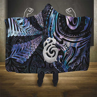 New Zealand Aotearoa Hooded Blanket Maori Hei Manaia Purple Paua Shell