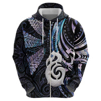 New Zealand Aotearoa Hoodie Maori Hei Manaia Purple Paua Shell