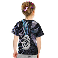 New Zealand Aotearoa Kid T Shirt Maori Hei Manaia Purple Paua Shell