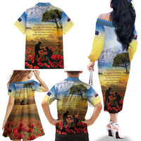 New Zealand ANZAC Day Family Matching Off The Shoulder Long Sleeve Dress and Hawaiian Shirt The Ode Remembrance And Poppy