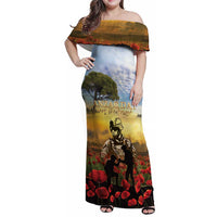 New Zealand ANZAC Day Family Matching Off Shoulder Maxi Dress and Hawaiian Shirt The Ode Remembrance And Poppy