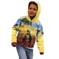 New Zealand ANZAC Day Kid Hoodie The Ode Remembrance And Poppy
