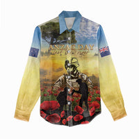 New Zealand ANZAC Day Women Casual Shirt The Ode Remembrance And Poppy