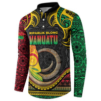 Vanuatu Language Week Button Sweatshirt Boar Tusk Warrior Tribal Floral Pattern
