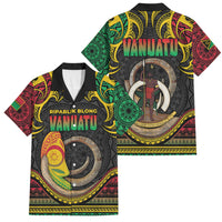 Vanuatu Language Week Family Matching Puletasi and Hawaiian Shirt Boar Tusk Warrior Tribal Floral Pattern DT05 Dad's Shirt - Short Sleeve Black - Polynesian Pride
