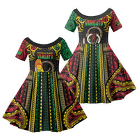 Vanuatu Language Week Family Matching Summer Maxi Dress and Hawaiian Shirt Boar Tusk Warrior Tribal Floral Pattern DT05 Daughter's Dress Black - Polynesian Pride