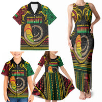 Vanuatu Language Week Family Matching Tank Maxi Dress and Hawaiian Shirt Boar Tusk Warrior Tribal Floral Pattern DT05 - Polynesian Pride