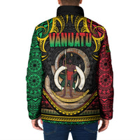 Vanuatu Language Week Padded Jacket Boar Tusk Warrior Tribal Floral Pattern
