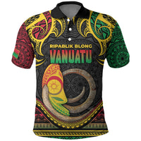 Vanuatu Language Week Polo Shirt Boar Tusk Warrior Tribal Floral Pattern