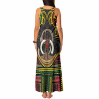 Vanuatu Language Week Tank Maxi Dress Boar Tusk Warrior Tribal Floral Pattern DT05 - Polynesian Pride