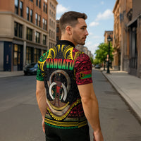 Vanuatu Language Week Zipper Polo Shirt Boar Tusk Warrior Tribal Floral Pattern DT05 - Polynesian Pride