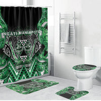 Aotearoa Ngati Maniapoto Bathroom Set Maori Tribal Green Paua Shell Pattern DT05 Bathroom Set (4 pcs) Green - Polynesian Pride