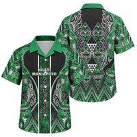 Aotearoa Ngati Maniapoto Family Matching Off The Shoulder Long Sleeve Dress and Hawaiian Shirt Maori Tribal Green Paua Shell Pattern DT05 Son's Shirt Green - Polynesian Pride