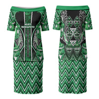 Aotearoa Ngati Maniapoto Family Matching Puletasi and Hawaiian Shirt Maori Tribal Green Paua Shell Pattern DT05 Mom's Dress Green - Polynesian Pride