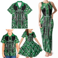 Aotearoa Ngati Maniapoto Family Matching Tank Maxi Dress and Hawaiian Shirt Maori Tribal Green Paua Shell Pattern DT05 - Polynesian Pride