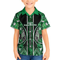 Aotearoa Ngati Maniapoto Kid Hawaiian Shirt Maori Tribal Green Paua Shell Pattern DT05 Kid Green - Polynesian Pride