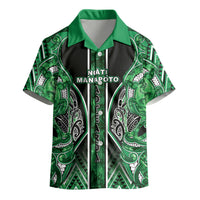 Aotearoa Ngati Maniapoto Kid Hawaiian Shirt Maori Tribal Green Paua Shell Pattern DT05 - Polynesian Pride