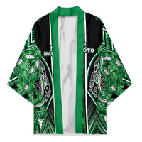Aotearoa Ngati Maniapoto Kimono Maori Tribal Green Paua Shell Pattern DT05 Unisex Green - Polynesian Pride