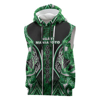Aotearoa Ngati Maniapoto Sleeveless Hoodie Maori Tribal Green Paua Shell Pattern DT05 Green - Polynesian Pride