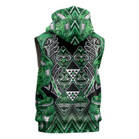 Aotearoa Ngati Maniapoto Sleeveless Hoodie Maori Tribal Green Paua Shell Pattern DT05 - Polynesian Pride